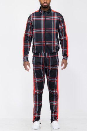 Plaid Checkered Full-Zip Track Suit – Men’s