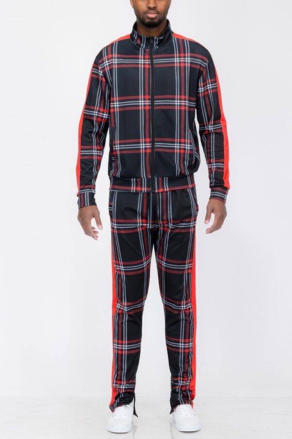 Plaid Checkered Full-Zip Track Suit – Men’s