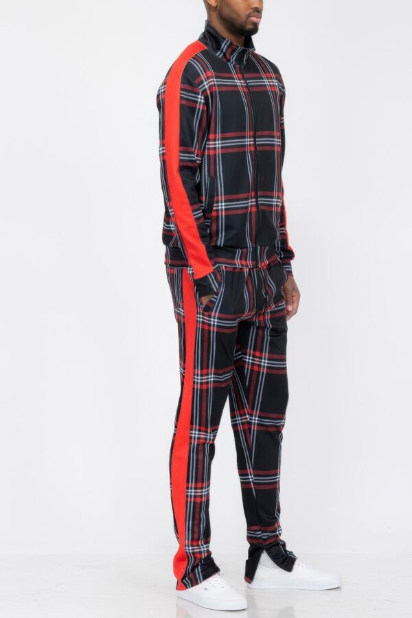 Plaid Checkered Full-Zip Track Suit – Men’s