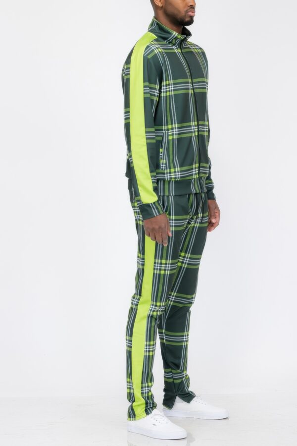 Plaid Checkered Full-Zip Track Suit – Men’s