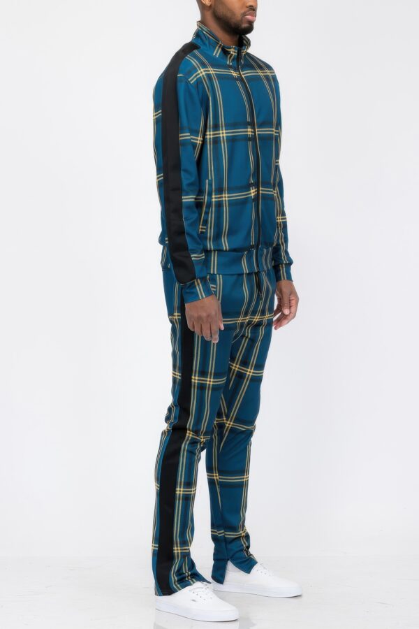 Plaid Checkered Full-Zip Track Suit – Men’s