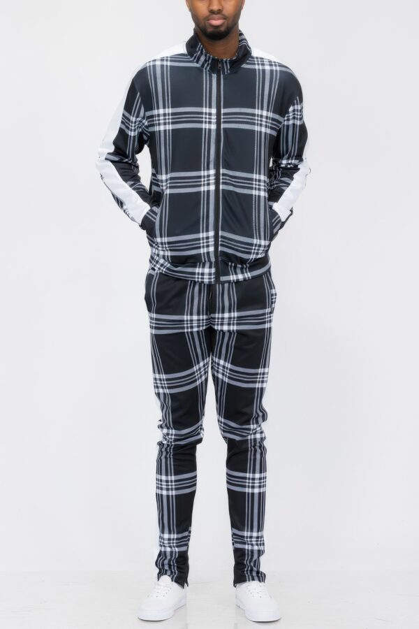 Plaid Checkered Full-Zip Track Suit – Men’s