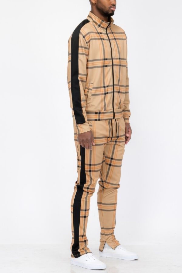 Plaid Checkered Full-Zip Track Suit – Men’s