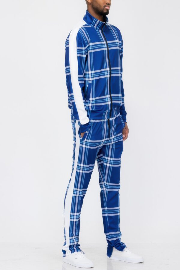 Plaid Checkered Full-Zip Track Suit – Men’s