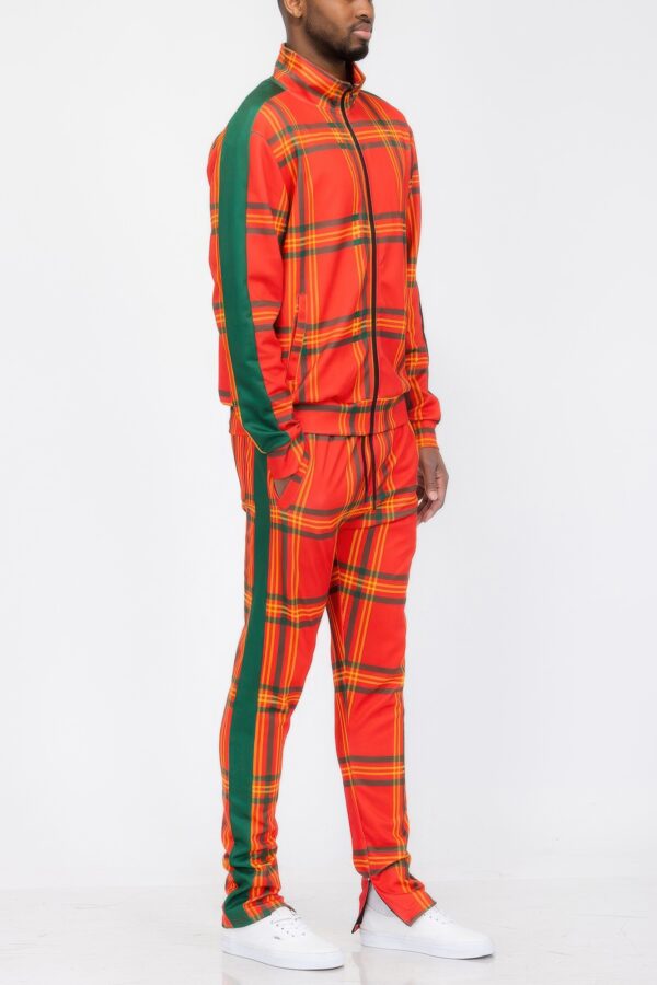 Plaid Checkered Full-Zip Track Suit – Men’s