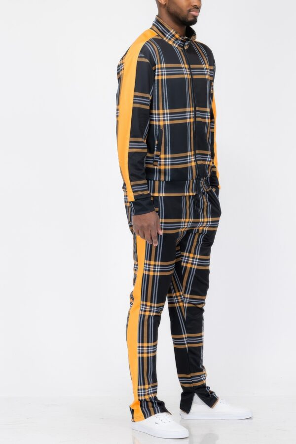 Plaid Checkered Full-Zip Track Suit – Men’s