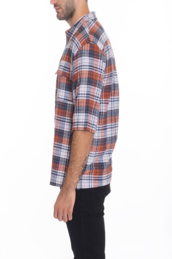 Men’s Short-Sleeve Zipper Shirt – Checker Plaid