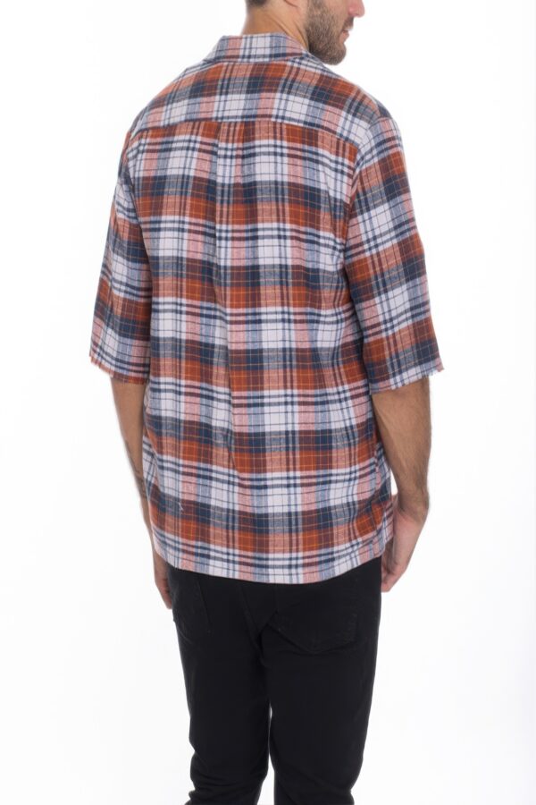 Men’s Short-Sleeve Zipper Shirt – Checker Plaid