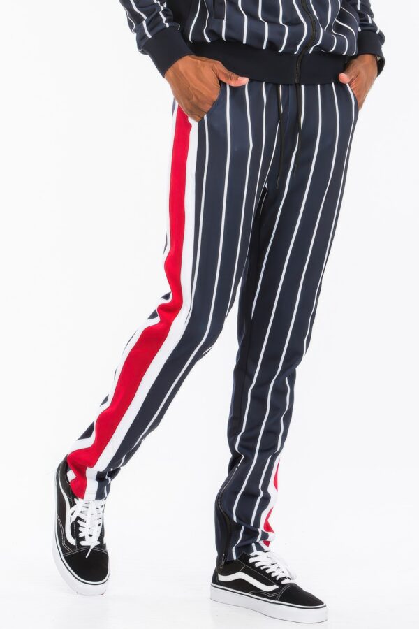 Printed Poly Span Track Pants with Ankle Zipper