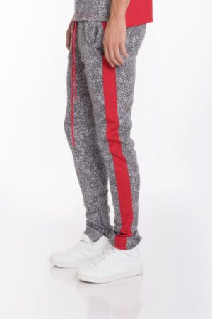 Elephant Print Track Pants with Ankle Zippers