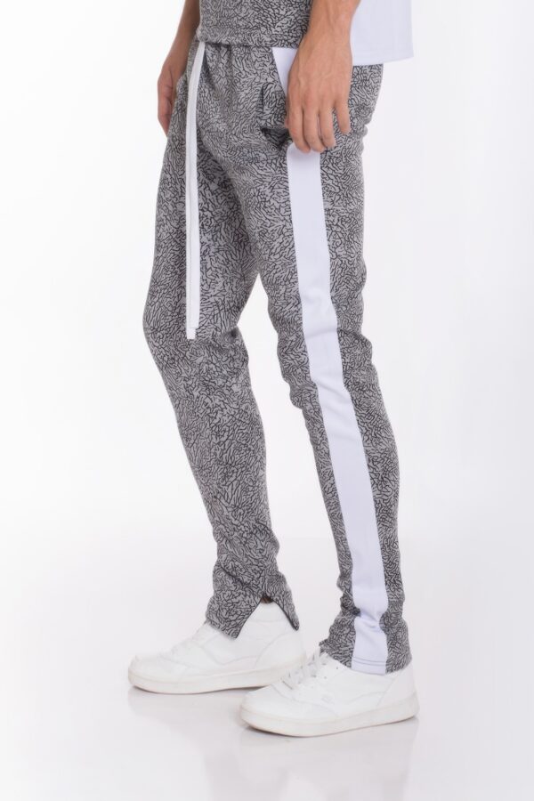Elephant Print Track Pants with Ankle Zippers