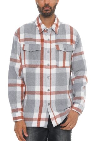 Men’s Checkered Soft Flannel Shacket – Brushed Plaid