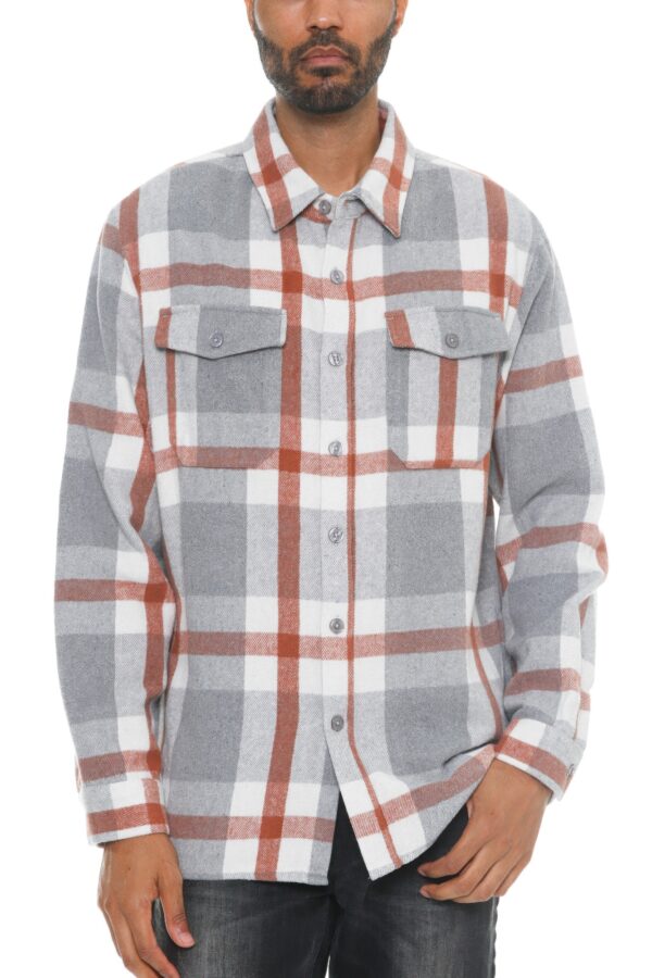 Men’s Checkered Soft Flannel Shacket – Brushed Plaid