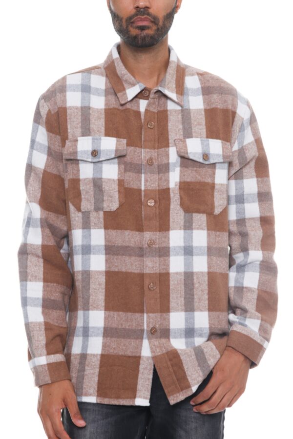 Men’s Checkered Soft Flannel Shacket – Brushed Plaid