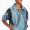 Men’s Iridescent Peacock Short Sleeve Pullover – Black Trim