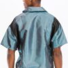 Men’s Iridescent Peacock Short Sleeve Pullover – Black Trim