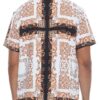 Men’s Collared Print Button-Down – White with Gold Print