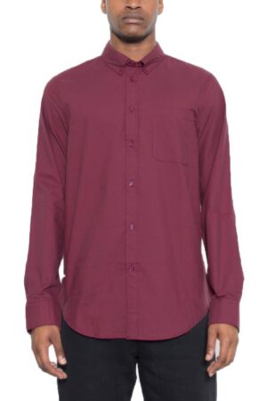 Men’s Solid Long-Sleeve Button-Down Shirt – Regular Fit