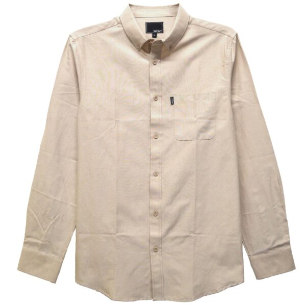 Men’s Solid Long-Sleeve Button-Down Shirt – Regular Fit