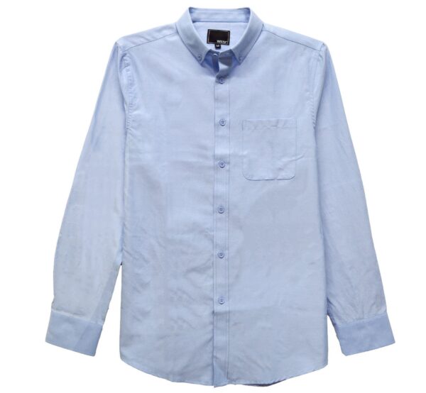 Men’s Solid Long-Sleeve Button-Down Shirt – Regular Fit