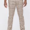 Men’s Slim Plaid Trouser Pants – Mocha