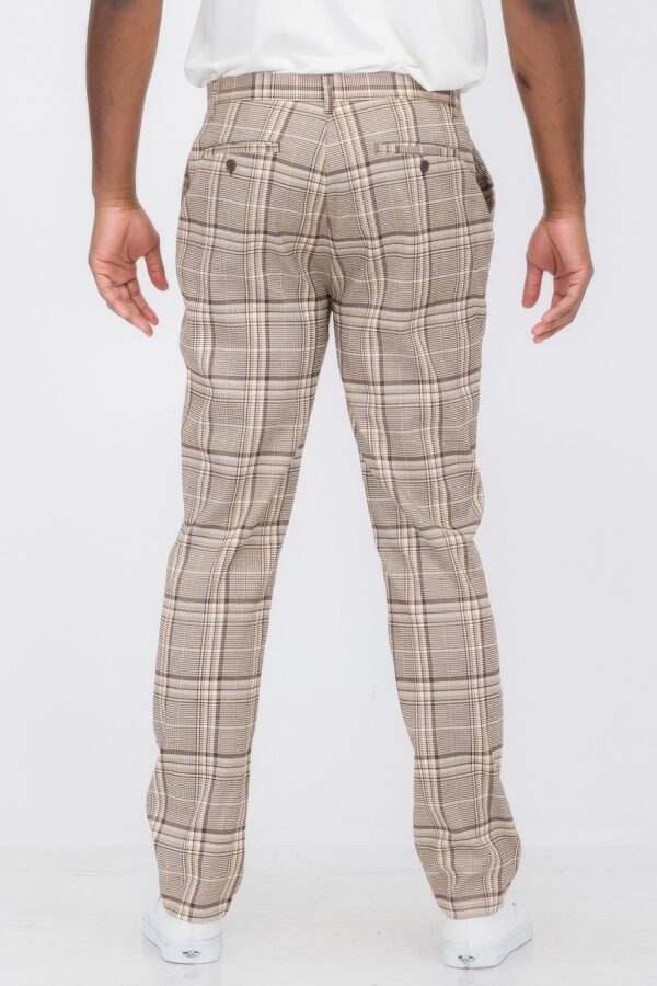 Men’s Slim Plaid Trouser Pants – Mocha