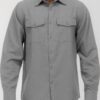 Men’s Solid Flannel Shirt – Dual Button Front