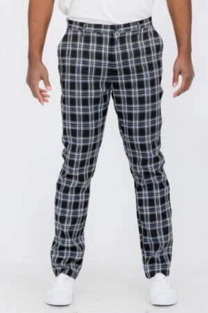 Plaid Trouser Pants – Slim Tailored, Black