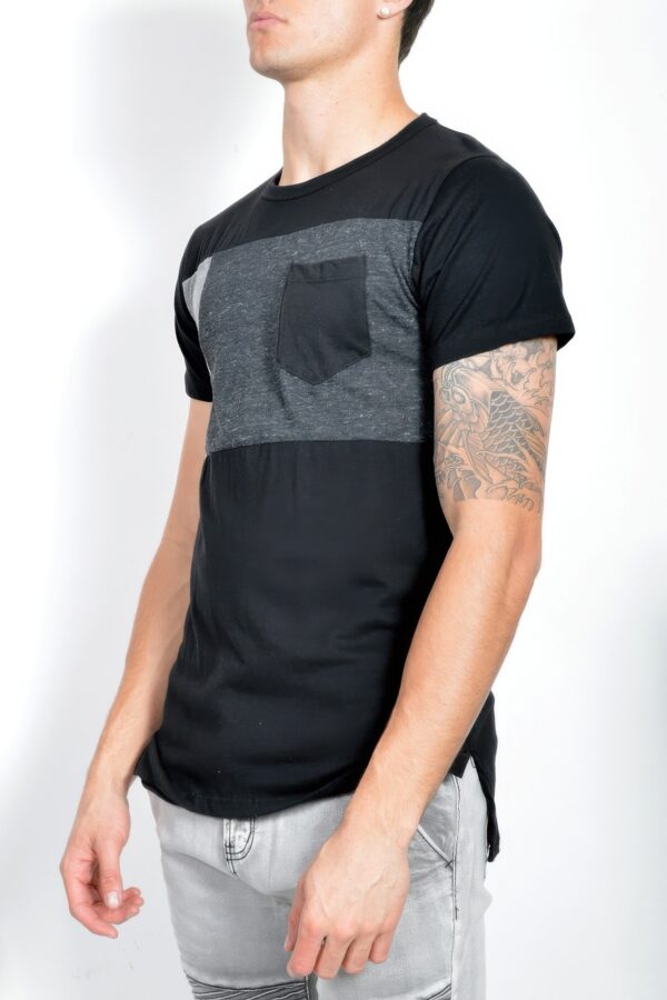 Men’s Short Sleeve T-Shirt – Faux Pocket & Hi-Low Hem