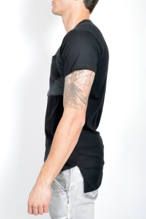 Men’s Short Sleeve T-Shirt – Faux Pocket & Hi-Low Hem