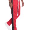 Snap Button Track Pants – Contrast Side Stripe (Grey/Red)