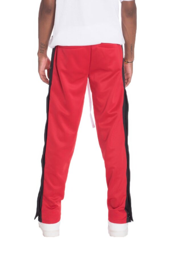 Snap Button Track Pants – Contrast Side Stripe (Grey/Red)