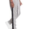 Snap Button Track Pants – Contrast Side Stripe (Grey/Red)