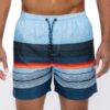 Men’s Blue Striped Swim Shorts with Mesh Liner