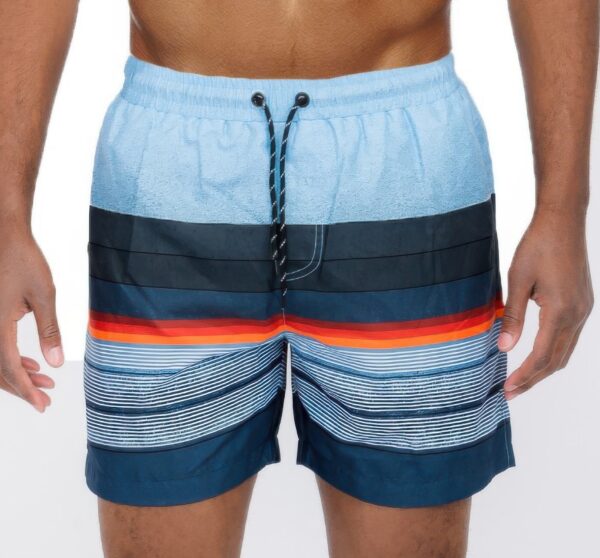 Men’s Blue Striped Swim Shorts with Mesh Liner