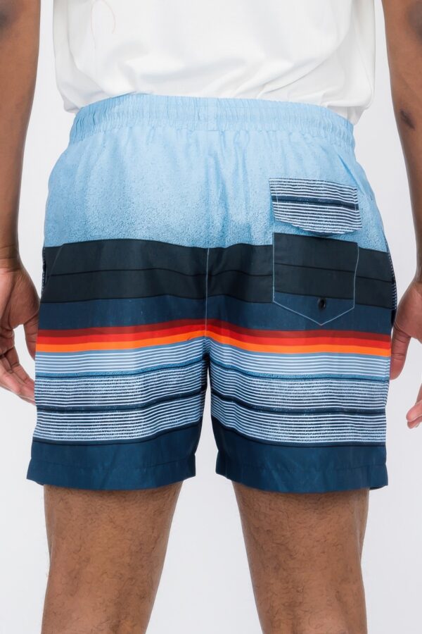 Men’s Blue Striped Swim Shorts with Mesh Liner