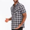 Men’s Checkered Button-Down Shirt with Chest Pockets