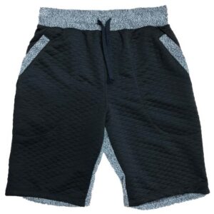 Contrast Quilted Marled Shorts, Relaxed Fit – Black