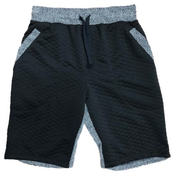 Contrast Quilted Marled Shorts, Relaxed Fit – Black