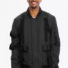 Men’s Utility Strap Jacket with Buckle Detailing – Black/Olive