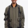 Men’s Utility Strap Jacket with Buckle Detailing – Black/Olive