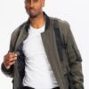 Men’s Utility Strap Jacket with Buckle Detailing – Black/Olive