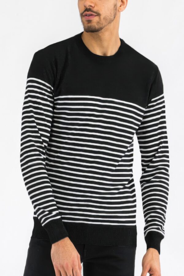 Round Neck Striped Sweater – Two-Tone Stripes