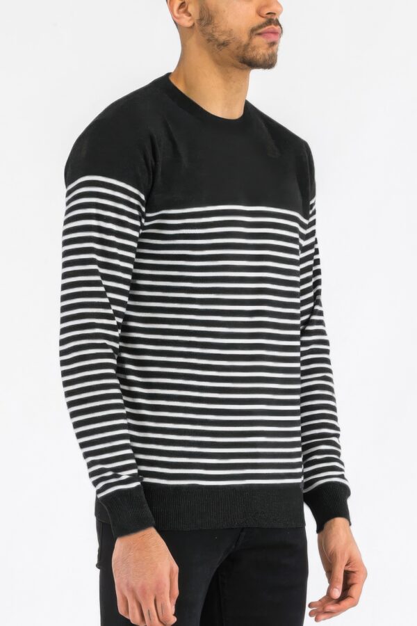 Round Neck Striped Sweater – Two-Tone Stripes