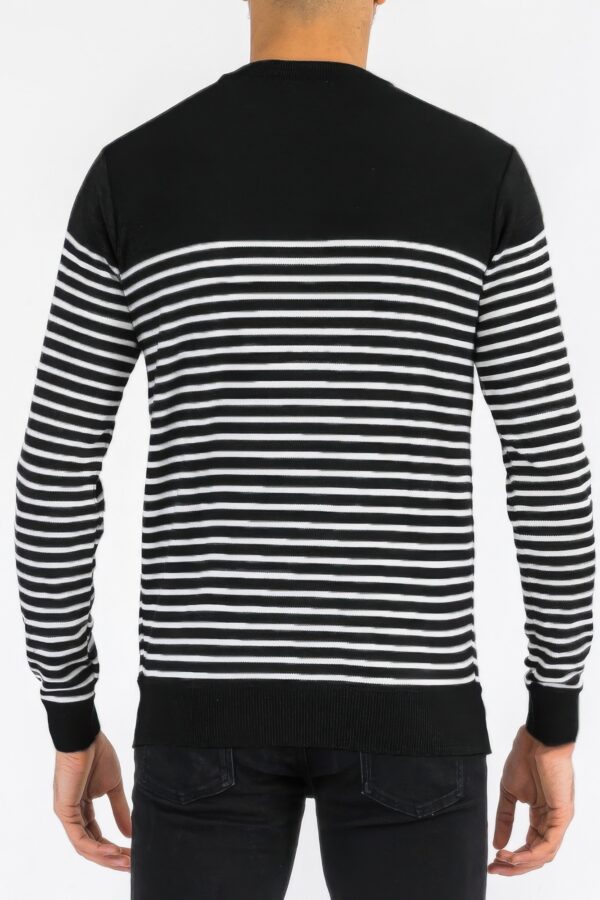 Round Neck Striped Sweater – Two-Tone Stripes