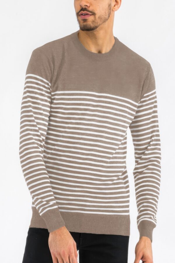 Round Neck Striped Sweater – Two-Tone Stripes