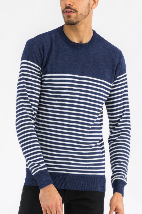 Round Neck Striped Sweater – Two-Tone Stripes