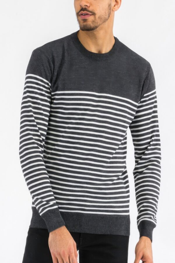 Round Neck Striped Sweater – Two-Tone Stripes