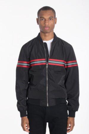 Men’s Woven-Taped Bomber Jacket – Color-Tape Chest