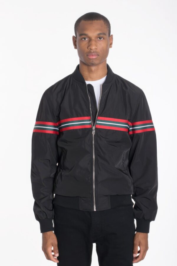 Men’s Woven-Taped Bomber Jacket – Color-Tape Chest